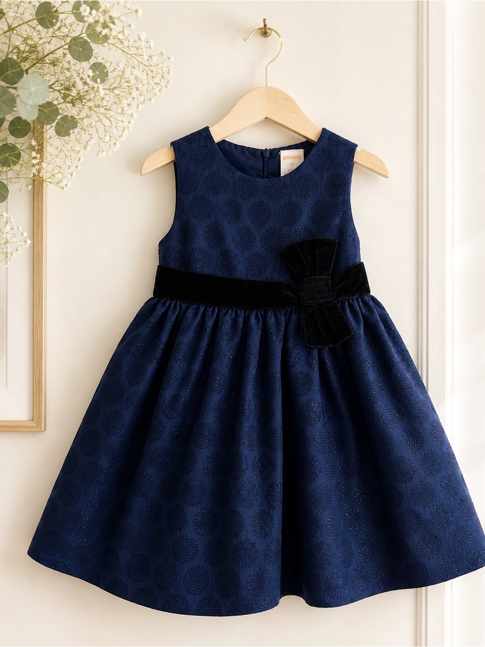 Gymboree Navy Velvet Bow Party Dress 3T Holiday Wedding Twirl